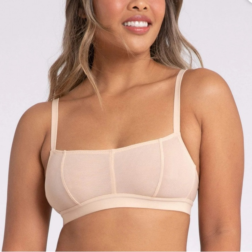 Lively The Straight Up Mesh Bra in Toasted Almond